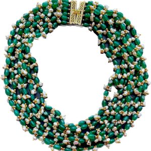 SIX TIER JADE AND PEARL NECKLACE