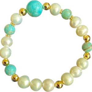 TURQUOISE AND PEARL BRACELET-D