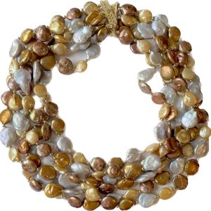 SIX TIER MULTI COIN PEARLS(DEEP SHADES)