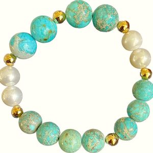 TURQUOISE AND PEARL BRACELET-A