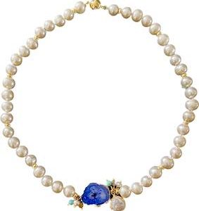 BLUE AGATE AND PEARL NECKLACE