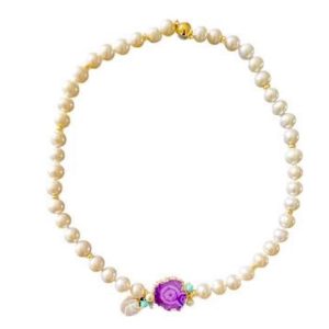 PINK AGATE AND PEARL NECKLACE