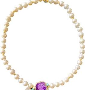 PURPLE AGATE AND PEARL NECKLACE