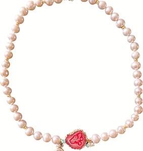 PEACH AGATE AND PEARL NECKLACE