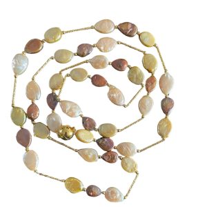 LIGHT BROWN MULTI COIN TRIO NECKLACE