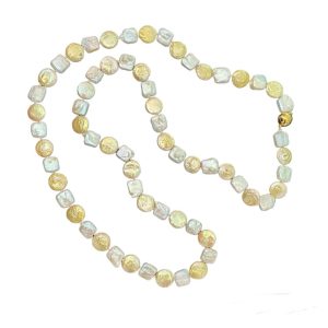 WHITE AND GOLD COIN PEARL NECKLACE