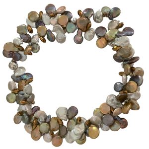TWO TIER COIN PEARL NECKLACE-DEEP SHADES