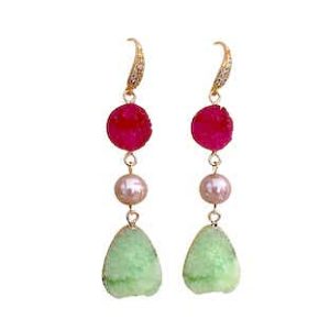 MINT GREEN AND RED DRUZY EARRING