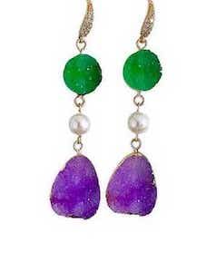 PURPLE AND GREEN DRUZY EARRINGS