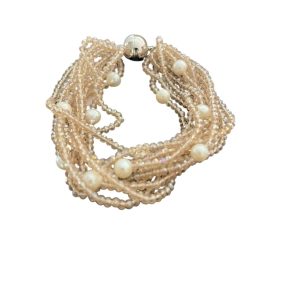 PEACH CRYSTAL AND PEARL BRACELET