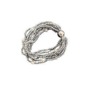 PEWTER CRYSTAL AND PEARL BRACELET