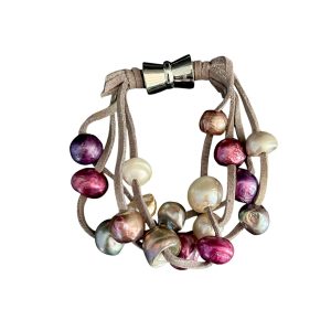 BROWN SUEDE BRACELET WITH PEARLS