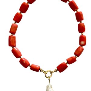 ORANGE CORAL WITH BAROQUE DROP PO