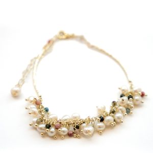 GRAPE PEARL AND TOURMALINE TRINKET BRACELET