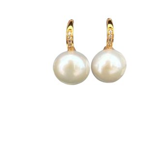 WHITE BUTTON PEARL DROP EARRINGS