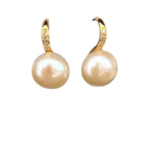 PINK BUTTON PEARL DROP EARRINGS