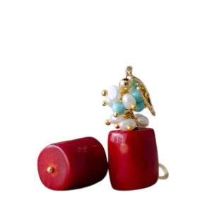 CORAL GRAPE EARRINGS