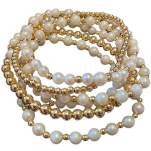 PEARL AND GOLD STACKABLE BRACELET SET