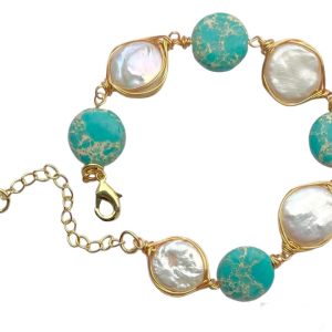 ZEVAR BRACELET WITH PEARL AND TURQUOISE