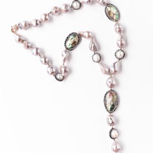 LILAC Y SHAPE NECKLACE WITH ABALONE SHELL