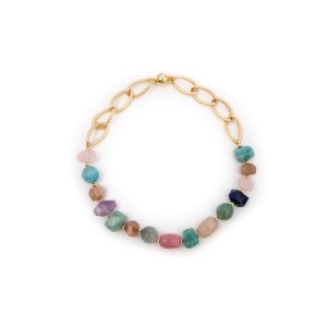 MULTI STONE NECKLACE IN LOOP CHAIN