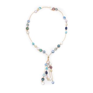 MULTI COIN Y SHAPE NECKLACE(PASTEL SHADES)