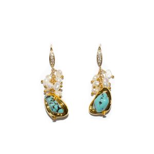TURQUOISE AND PEARL EARRING