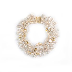 MULTI SHAPED WHITE PEARL NECKLACE