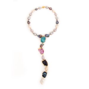 BAROQUE Y SHAPE NECKLACE WITH 4 TER DRUZY