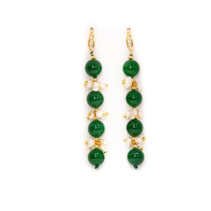 JADE AND PEARL EARRINGS(LONG)