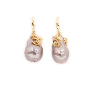 SILVER BAROQUE PEARL EARRINGS