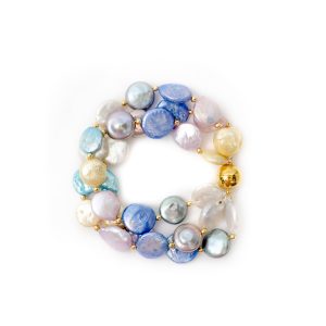 MULTI COLURED COIN PEARL BRACELET