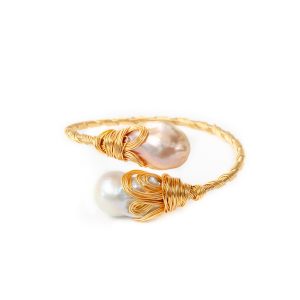 PINK AND WHITE BAROQUE BANGLE