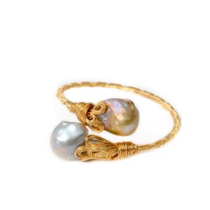 PINK AND SILVER BAROQUE BANGLE