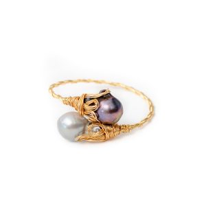 BLACK AND GREY PEARL BANGLE
