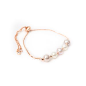 PINK AND WHITE PEARL BRACELET IN ROSE GOLD