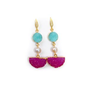 CULTURED DRUZY AND PEARL EARRINGS