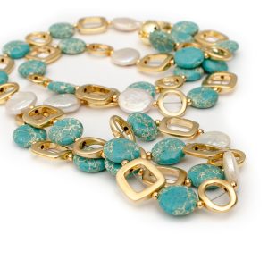 NINI NECKLACE WITH TURQUOISE AND PEARL