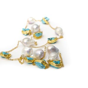 TURQUOISE AND PEARL NECKLACE
