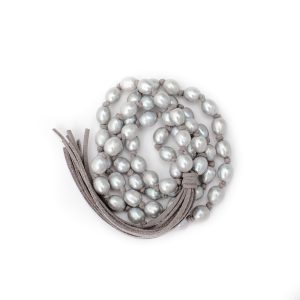 GREY SUEDE WITH PEARL