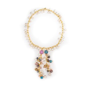 CHUNKY COIN PEARL WITH DRUZY DROP